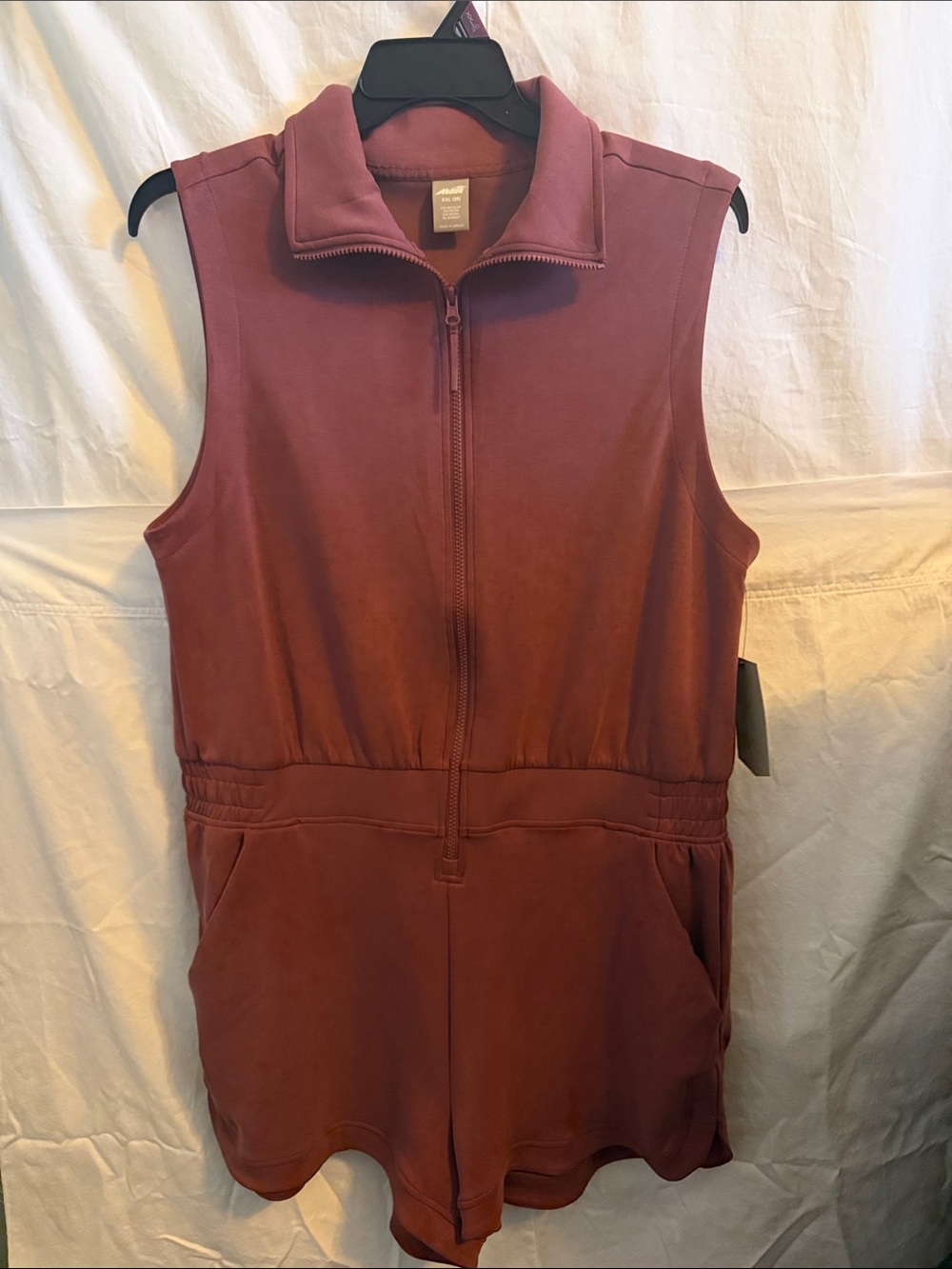 Avia Mauve Sleeveless Zip-Front Romper